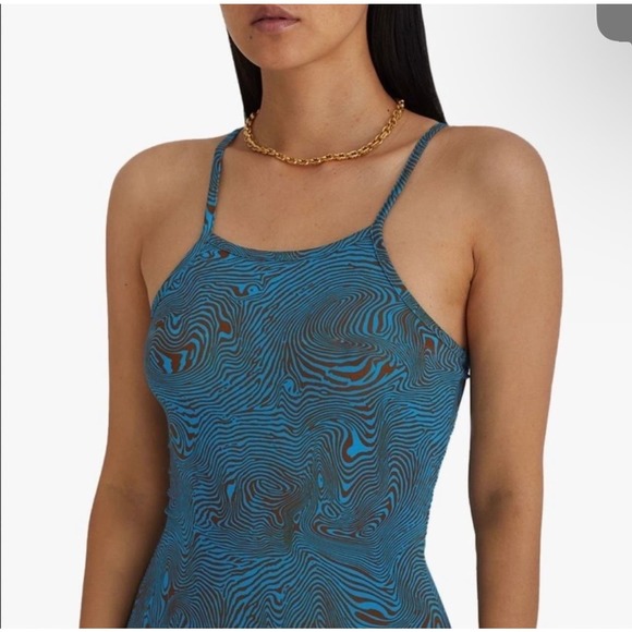 Paloma Wool Luz Slinky Midi Dress Size Large Zebra Print Mosaic Blue 90s Y2K - Picture 13 of 16